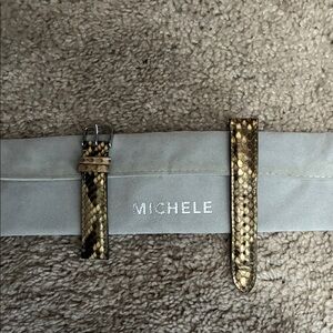 Michele Gold and Black Snake Pattern Watch Strap